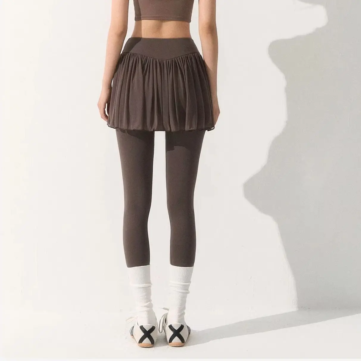 Damen-Yoga-Hosen mit hoher Taille, Mesh-Sportröcke, Fitnesshosen, figurformend, hüftbedeckend, für Laufen, Radfahren, Pilates und Yoga – Detail 10