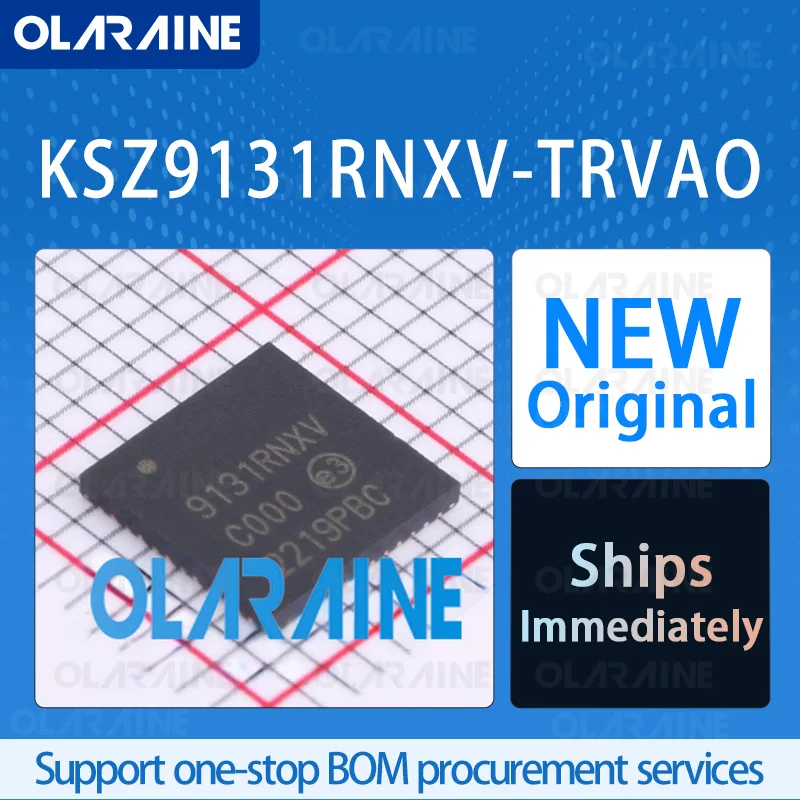 

1/5/10Pcs KSZ9131RNXV-TRVAO QFN-48 Original IC chip Ethernet ICs RoHS Number of channels 4 GMII； MII Voltage: 1.8V; 2.5V； 3.3V