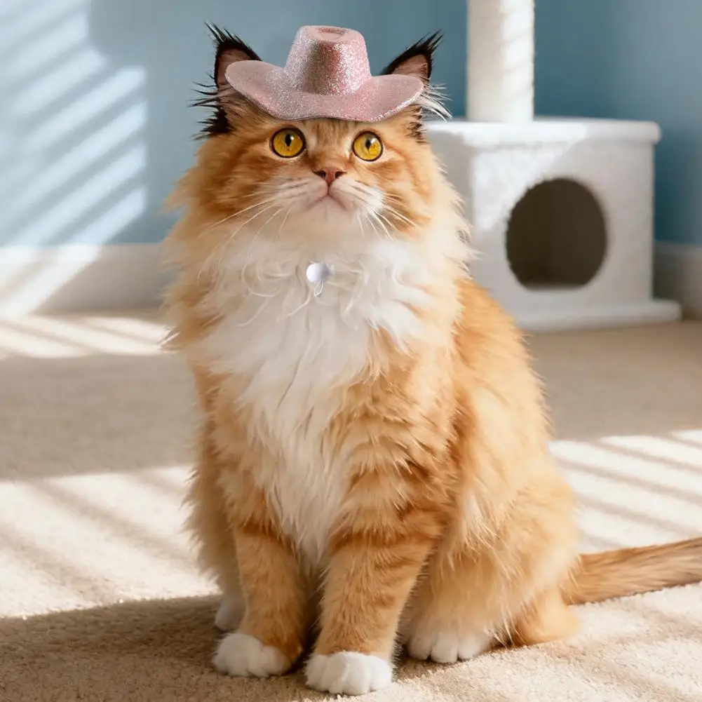 

Pets Cowboy Hat Retro Western Cowboy Hat Adjustable Glittery Dog Hat for Cats Small to Medium Dogs Daily Outings Photo Shoots