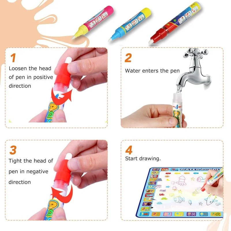 Children's Magic Water Drawing Mat Coloring Doodle Mat with Magic Pens Montessori Toys Painting Board Educational Toys for Kids