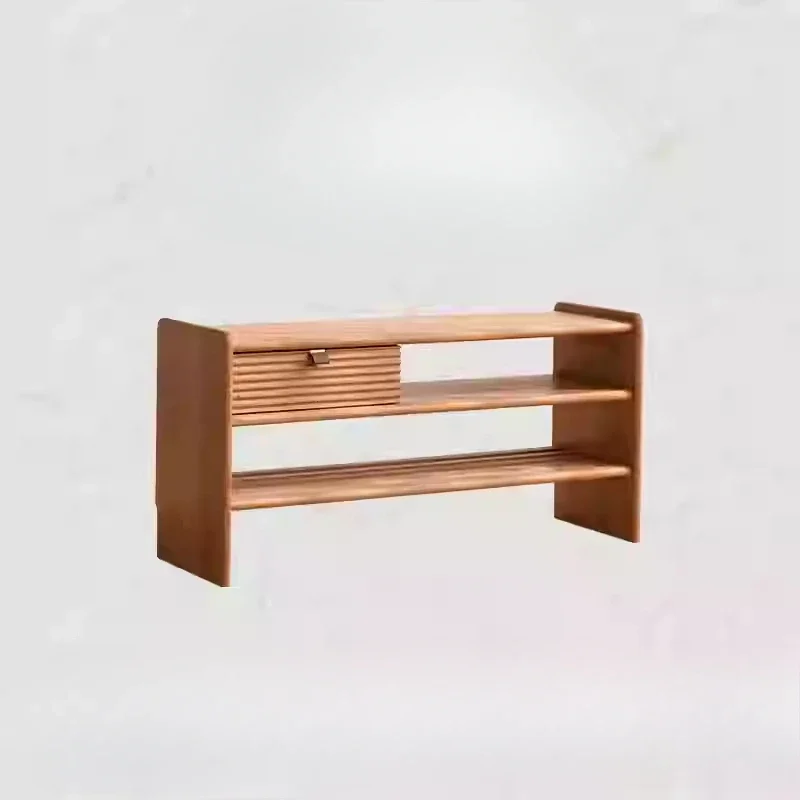 The retro solid wood shoe changing stool is extremely narrow, and the shoe cabinet and storage are integrated