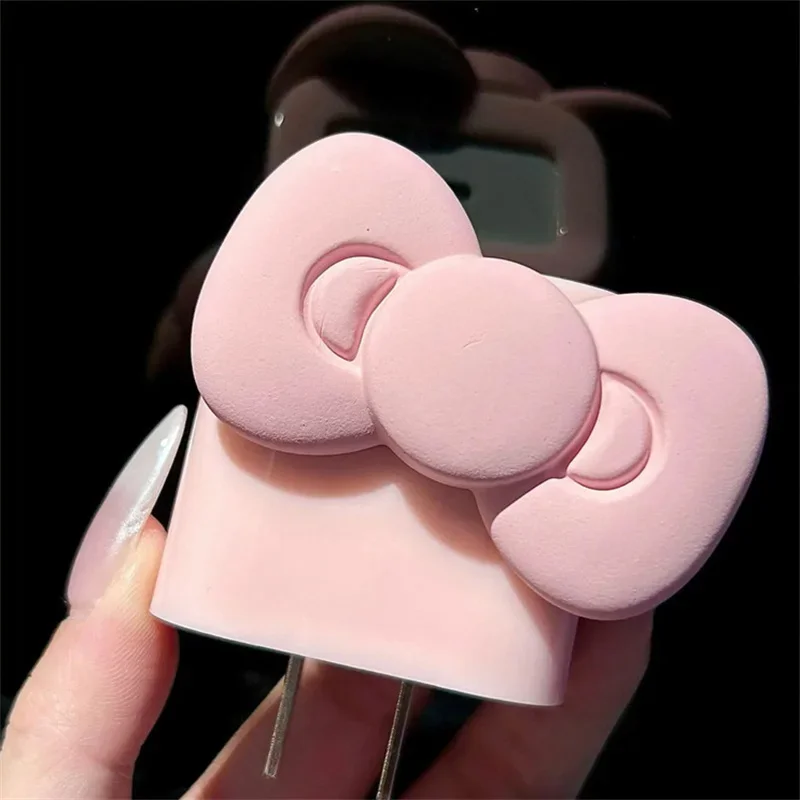 Korea Cute Pink Bow Soft Silicone Charger Cover For IPhone  13 14 15 18 20W Charge Protection Cover Charger Sleeve Accessories