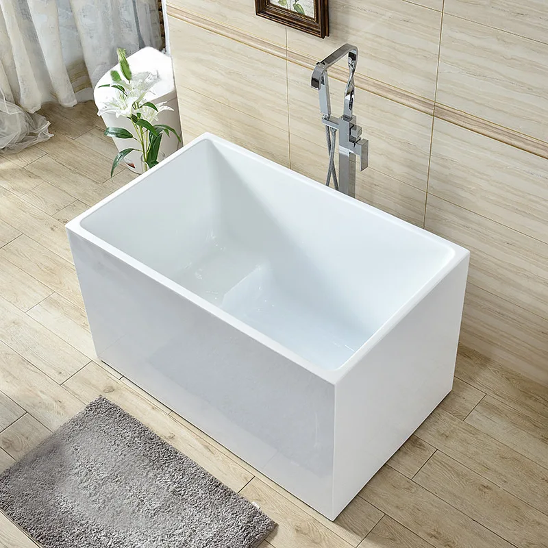 Bak mandi akrilik kecil untuk apartemen, mini, berdiri sendiri, bak mandi dengan insulasi termal