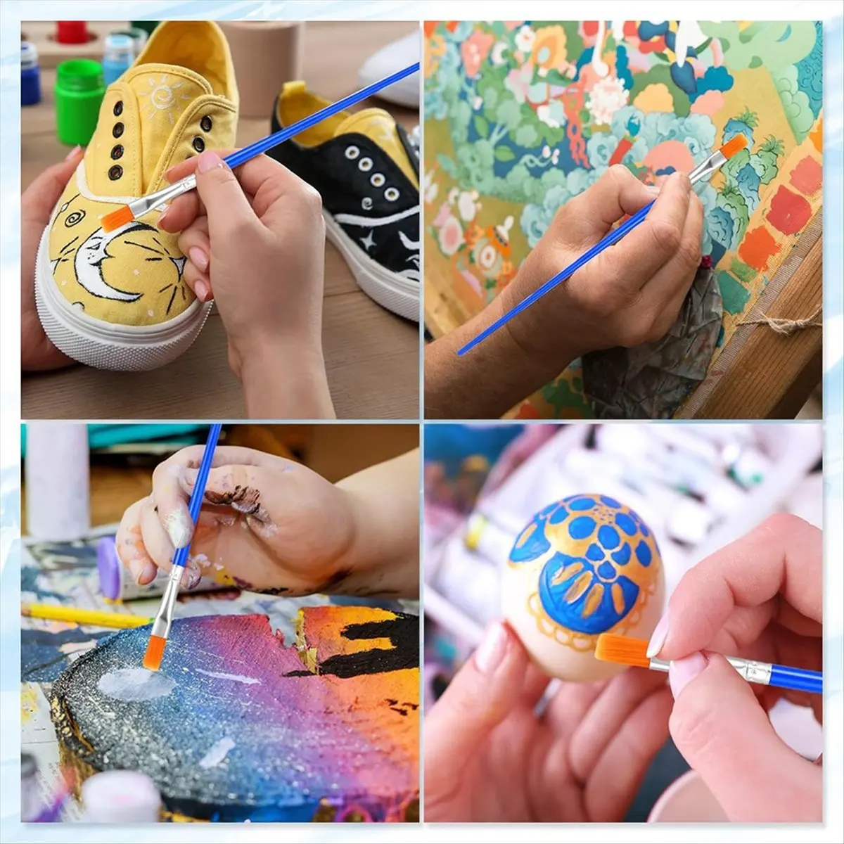 Latest ABBQ-500Pcs Flat Paint Brushes Bulk for Classroom Crafts Acrylic Oil Painting Watercolor Painting Canvas Face Painting