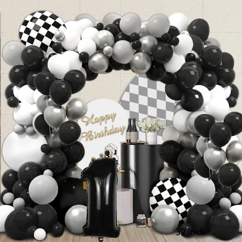 

Carnival Dark-toned Matte Latex Balloon 32-inch Digital Balloon Black and White Mosaic Latex Balloon Prop Balloon Chain