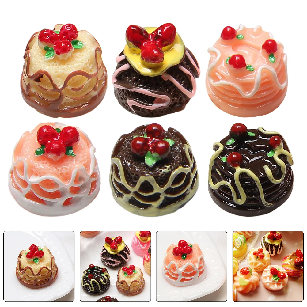 

20 Pcs Simulation Cake Accessories Mini DIY Delicate Models Resin Fake Cakes Dessert