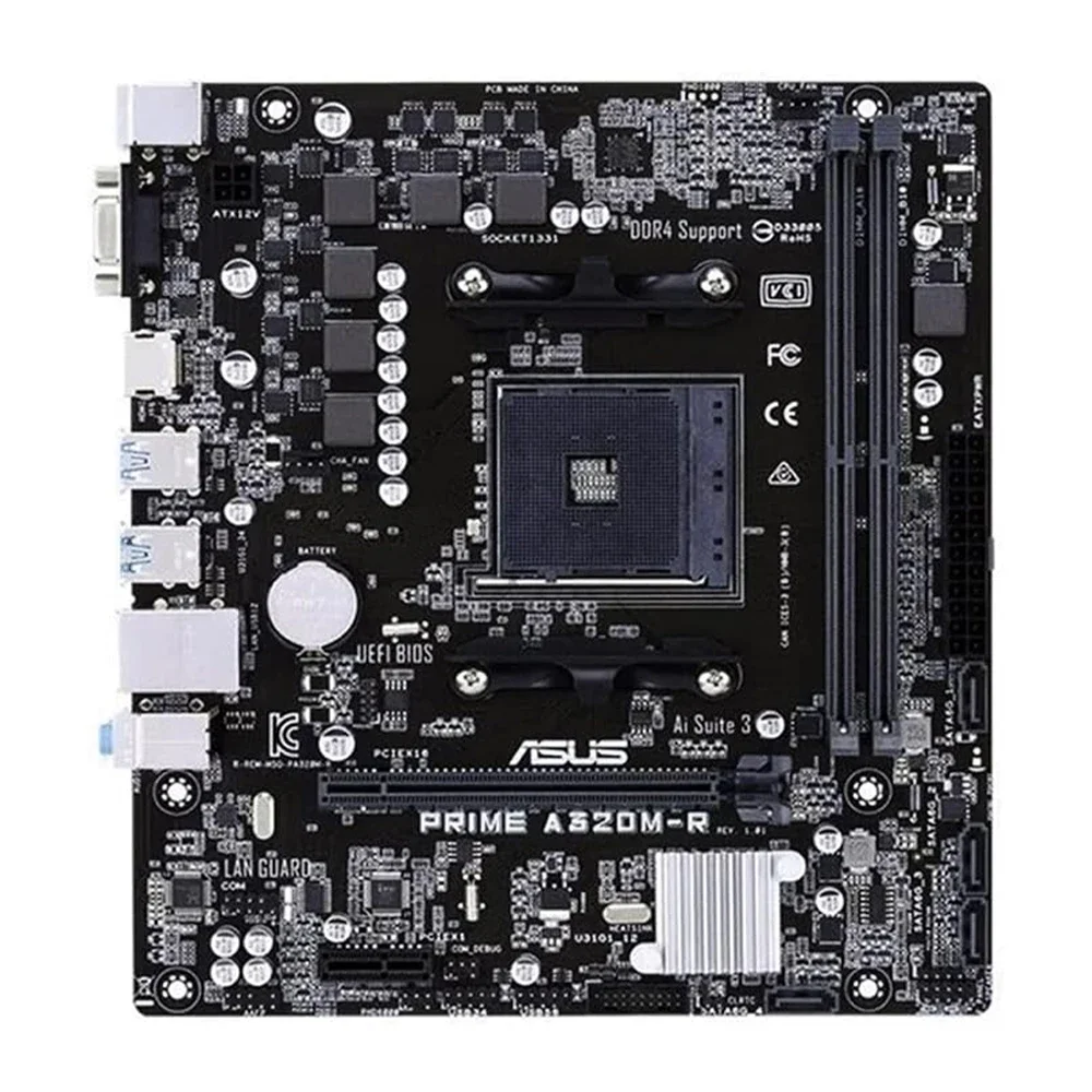 База Placa ASUS PRIME A320M-R A320 AM4 для AMD Ryzen 5/7/3 5600G 5700G 3200G Процессор DDR4 SATA 3,0 M.2 NVMe SSD Micro-ATX База Placa ASUS PRIME A320M-R A320 AM4 для AMD Ryzen 5/7/3 5600G 5700G 3200G Процессор DDR4 SATA 3,0 M.2 NVMe SSD Micro-ATX