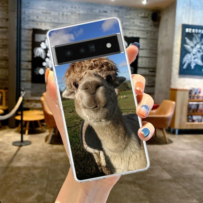 Kawaii Alpaca lovely Phone Case For Google Pixel 9 Pro XL 8 7 6 Pro 8A 7A 6A 5 4 5A 4A 3A XL 5G Silicone Soft TPU Clear Cover