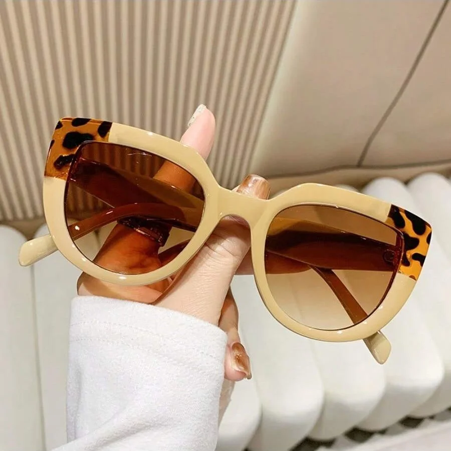 1 Stück Damen-Sonnenbrille, neu, Retro, großer Rahmen, Katzenaugen-Stil, bunt, trendig, vielseitig, Urlaubsgeschenk, täglicher Sonnenschutz im Freien, B