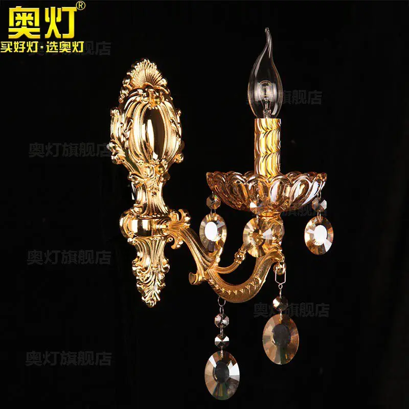 Advanced European zinc alloy candle crystal wall lamp for bedroom bedside lamp corridor wall light E14 110V 220V