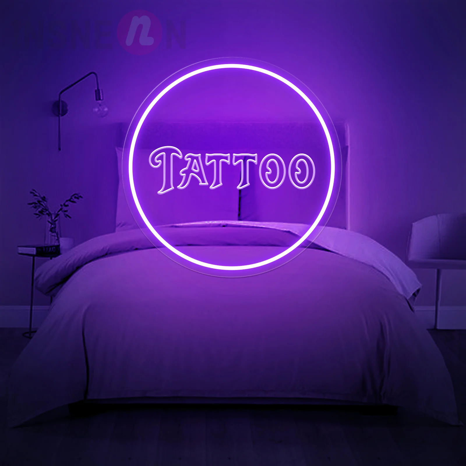 Letrero de luz de neón grabado con tatuaje, tatuajes de neón de arte, salón, decoración de estudio, letrero, club, sala de bar, decoración de pared de negocios