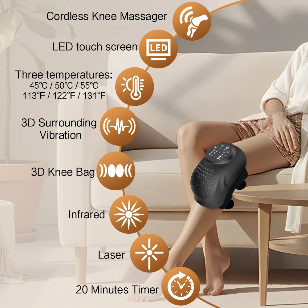 

Infrared Heating Knee Massager Vibration Massage Knee Support Brace for Knee Pain Relief & Recovery Applicable To Joint Pain