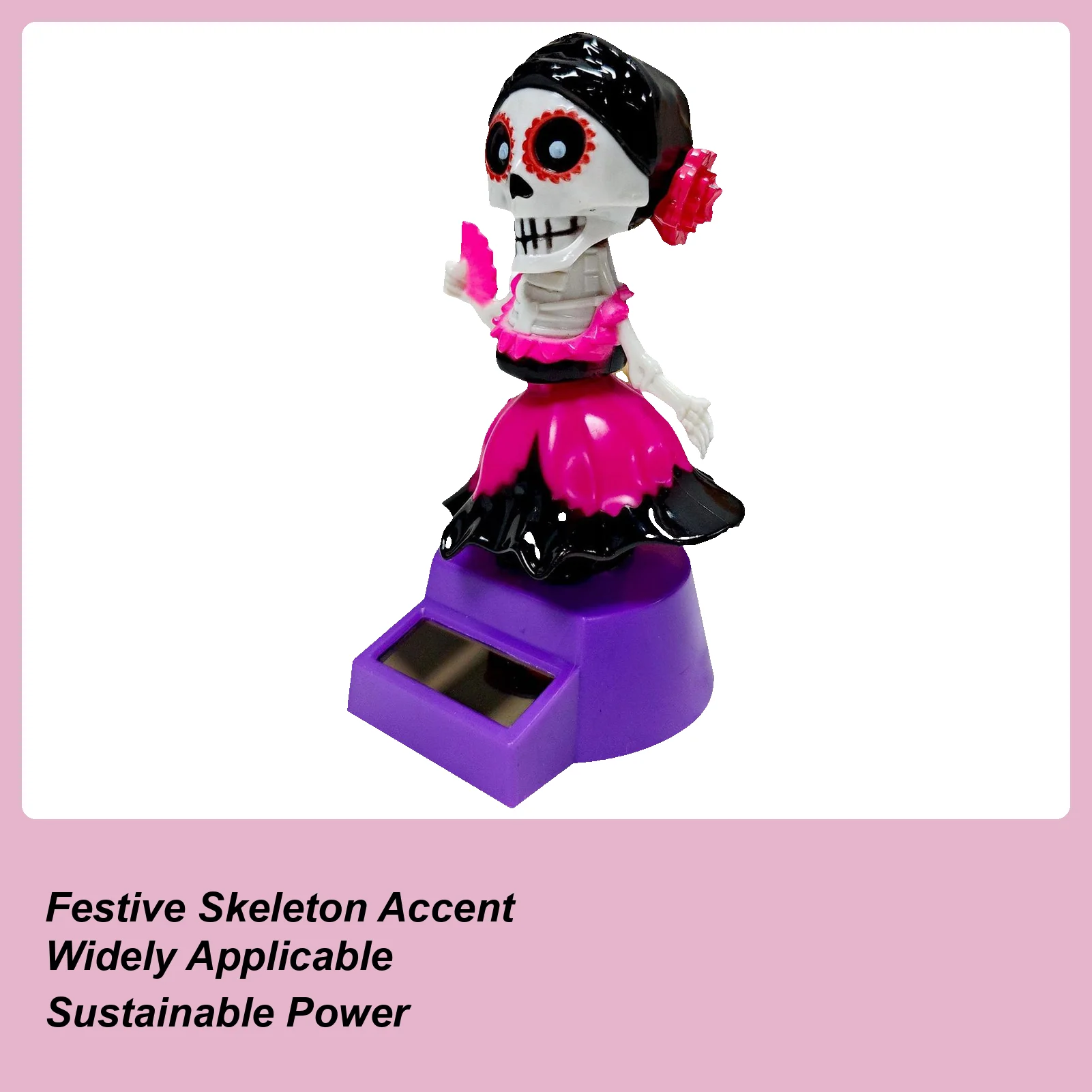 

Skeleton Car Decorations Car Ornaments For Dashboard Solar-Powered Shaking Head Doll Ornament For Interior Desktop Computer Home