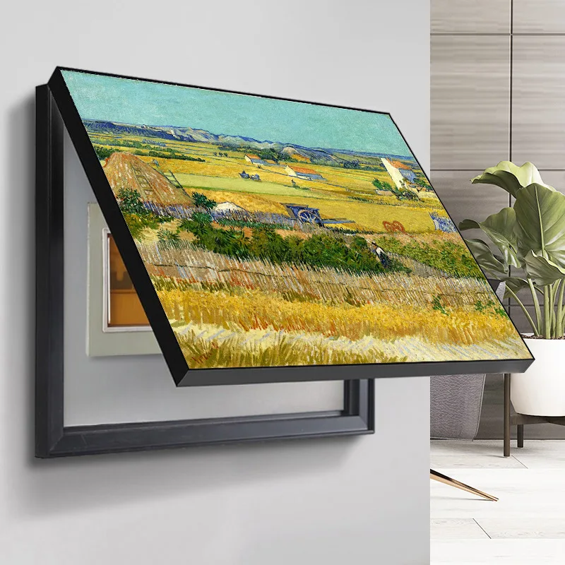 Sliding Hydraulic Breaker Box Decor Cover, No Drill Push-Pull Electrical Panel Hider, Modern Wall Art for Meter Box Switchboard
