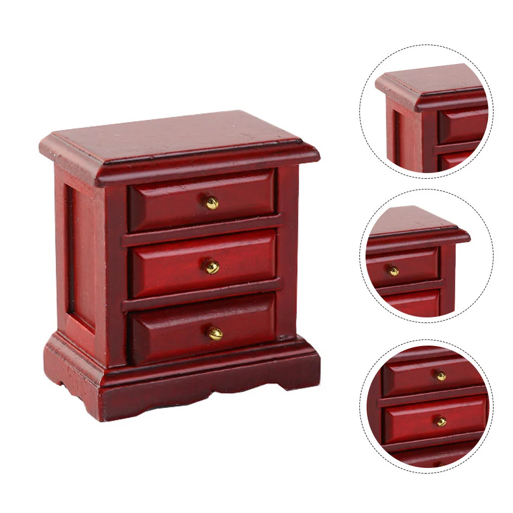 Dollhouse Chest of Drawers Mini Cabinet Toy Furniture Wooden Bedside Table Model Toys