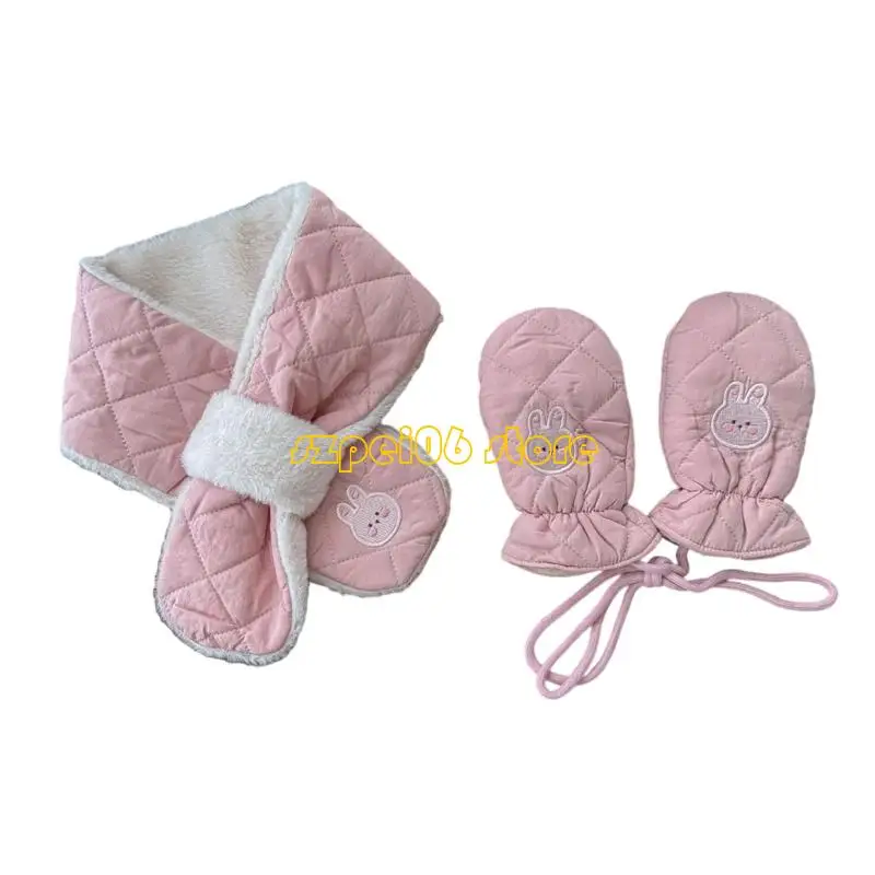 45BF 2 個幼児綿手袋とスカーフセット寒い天候用ジッパーデザインなし