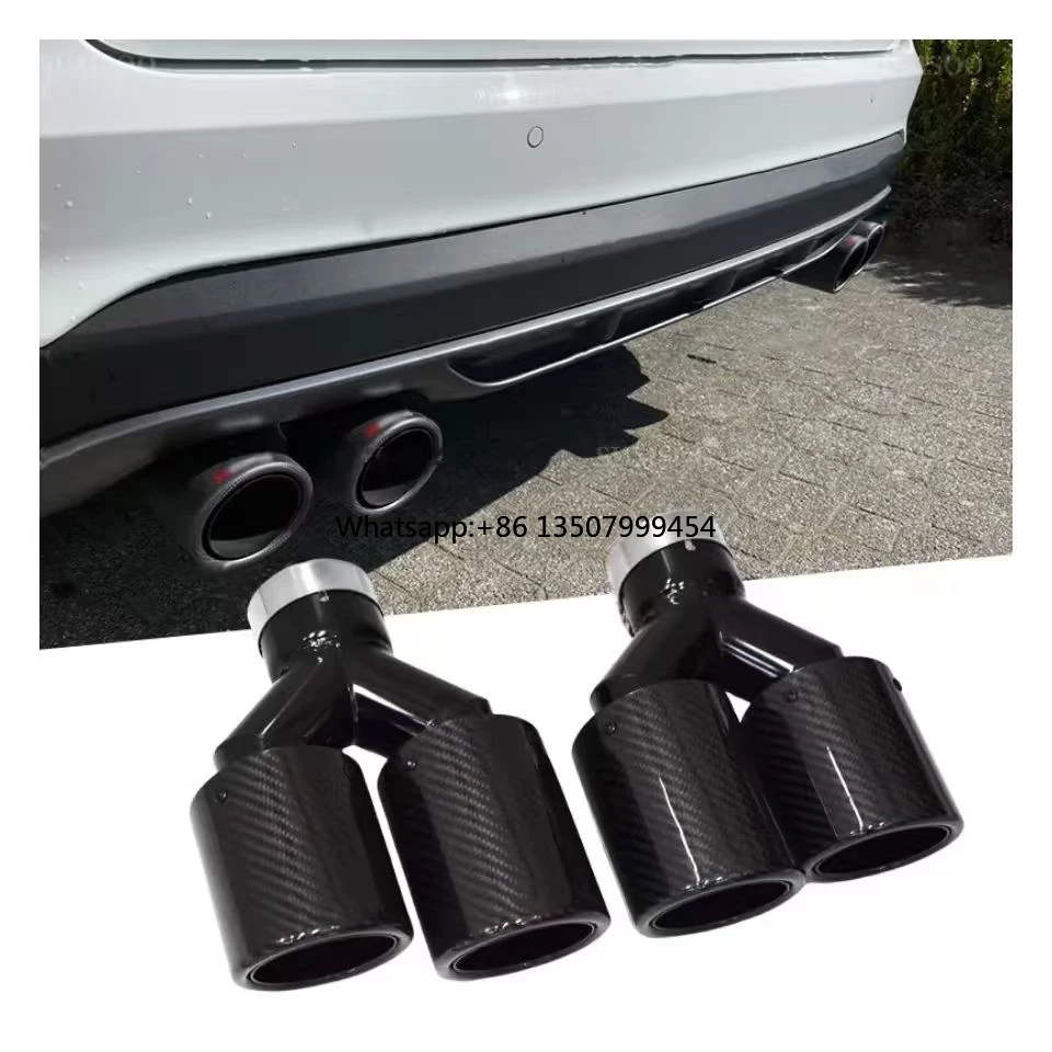

High Quality DEX 4-Outlet Universal Carbon Fiber Muffler Dual Exhaust Pipe Tail for 3 Series Cars Glossy 304 Stainless Steel