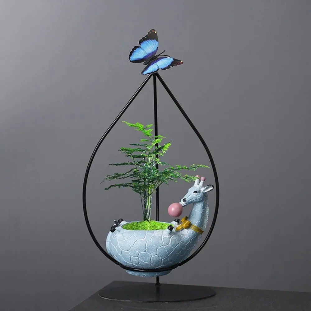 Iron Hanging Succulent Small Green Plant Planter Cartoon Animal Cradle Planter Desktop Decorations Succulent Pot Planters