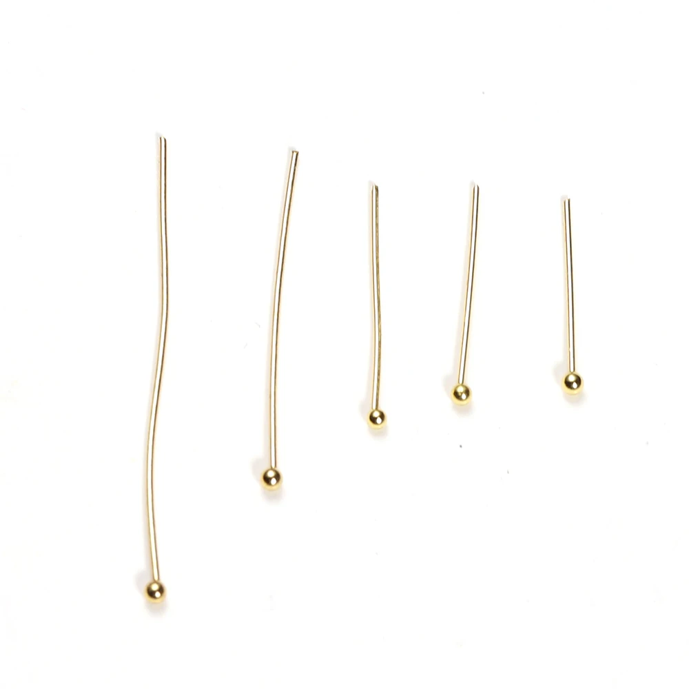 50Pcs 0.6mm Stainless Steel Water Gold Plated Head Pins DIY Earrings Findings for Handmade Crafts Beads Jewelry Making 20/30mm