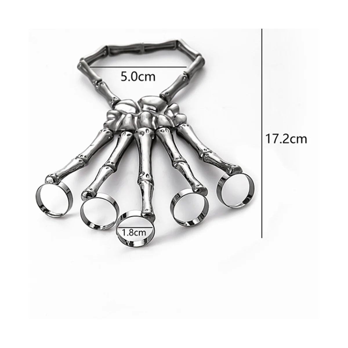Fashion Personality Punk Skeleton Hand Bone Versatile -Finger Ring Bracelet Adjustable All-In-One Chain