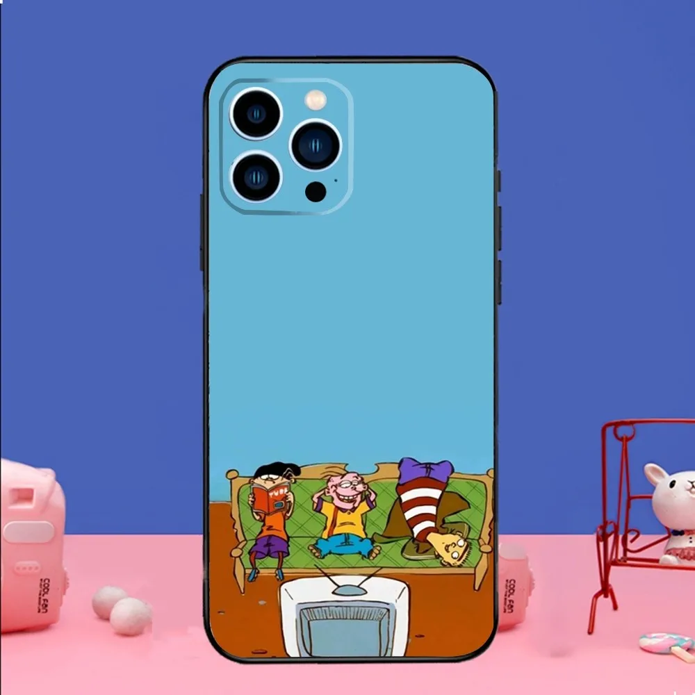 Cartoon Ed Edd N E-Eddy Phone Case For iPhone 14,13,12 Mini 11 Pro XR,X,XS,MAX 6S,7,8 Plus Silicone Cover Soft black