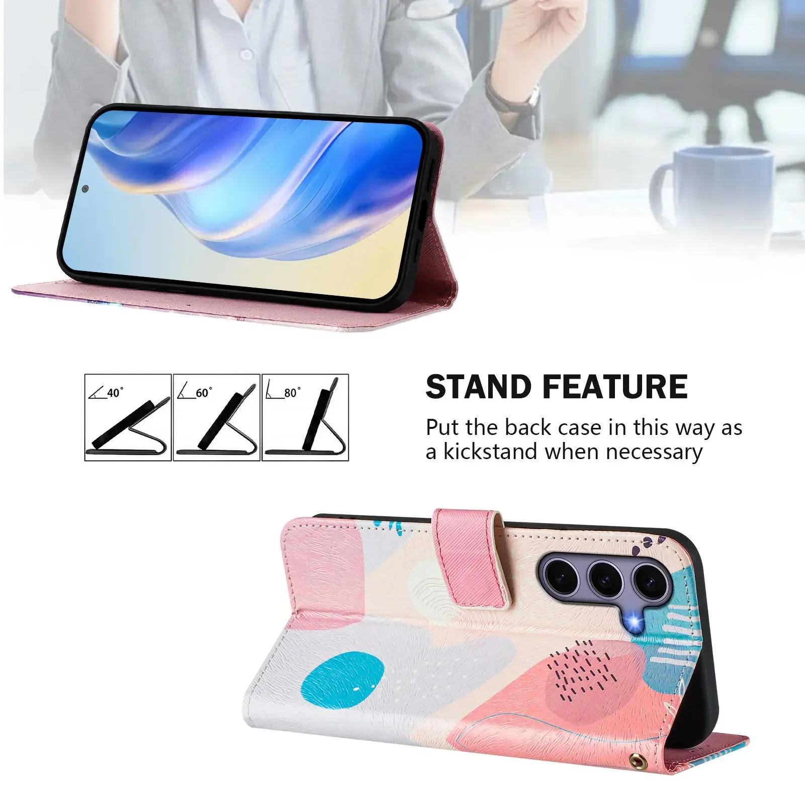 Leather Case For Samsung Galaxy S20 S21 FE Note 20 Ultra Note 10 Plus Flip Wallet Card Slot Holder Cartoon Painted Back Cover