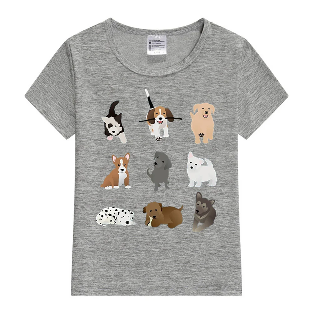 puppies (blue) Baby T-Shirt 2024 Summer New Cute Dogs T-Shirt Girls Harajuku Graphic Tee Kids boys girls Short Sleeve Tops