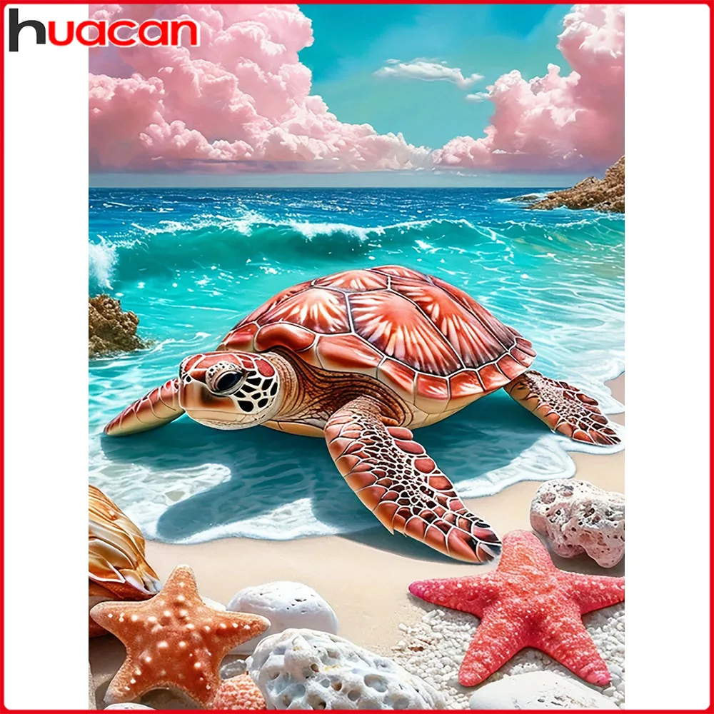 

Huacan алмазная живопись морская черепаха приморская Алмазная мозаика животное пейзаж новая коллекция картины со стразами