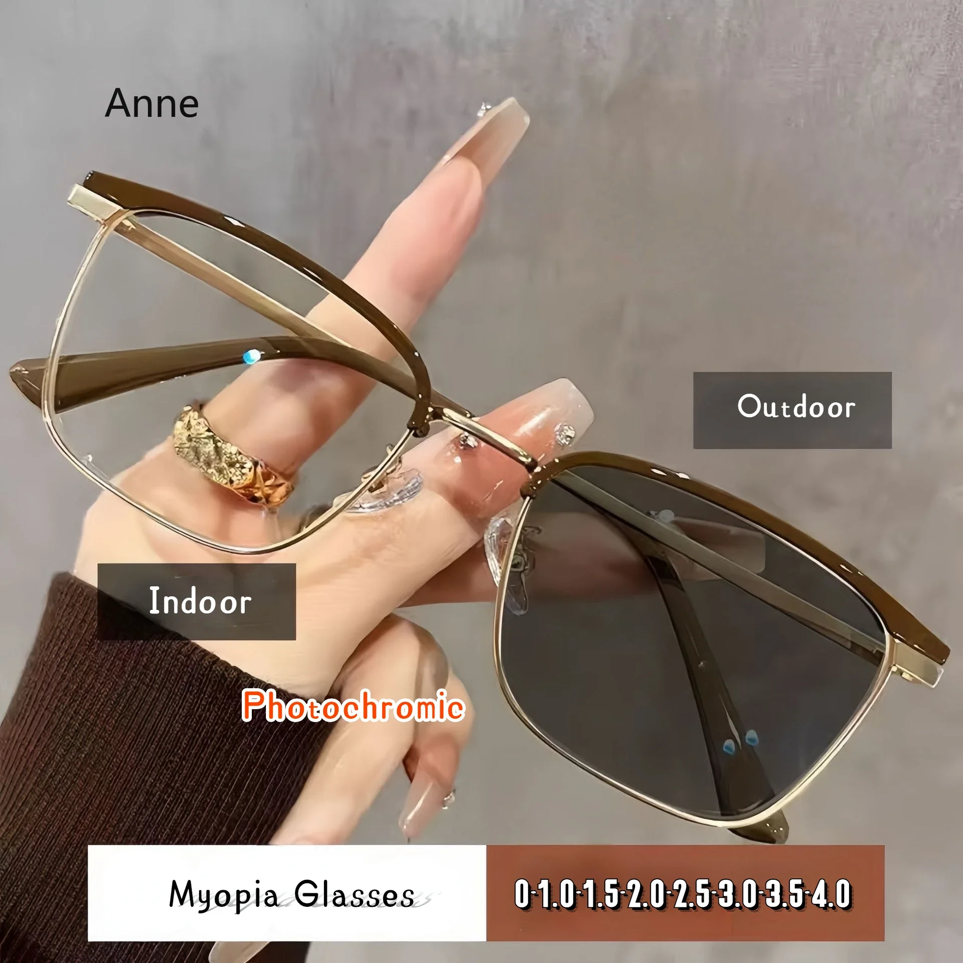 

Smart Color Changing Myopia Sunglasses Unisex Photochromic Near Sight Eyeglasses Finished Prescription Minus Glasses Diopter