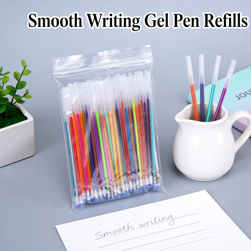 12-100 Color Gel Pen Refills Set - Glitter, Pastel, Highlighter, Metallic Ink for Artists, Scrapbooking, and Drawing Graffiti
