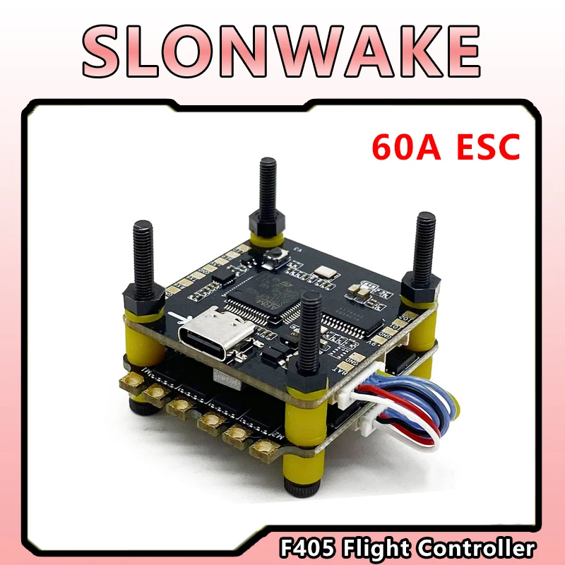 SLONWAKE F405 F405HD/FC2402 F405 V3 Controlador de vôo/F4 V3S Plus FC + 60A 4 em 1 ESC Estacas 30.5*30.5mm Para RC FPV Racer Drone