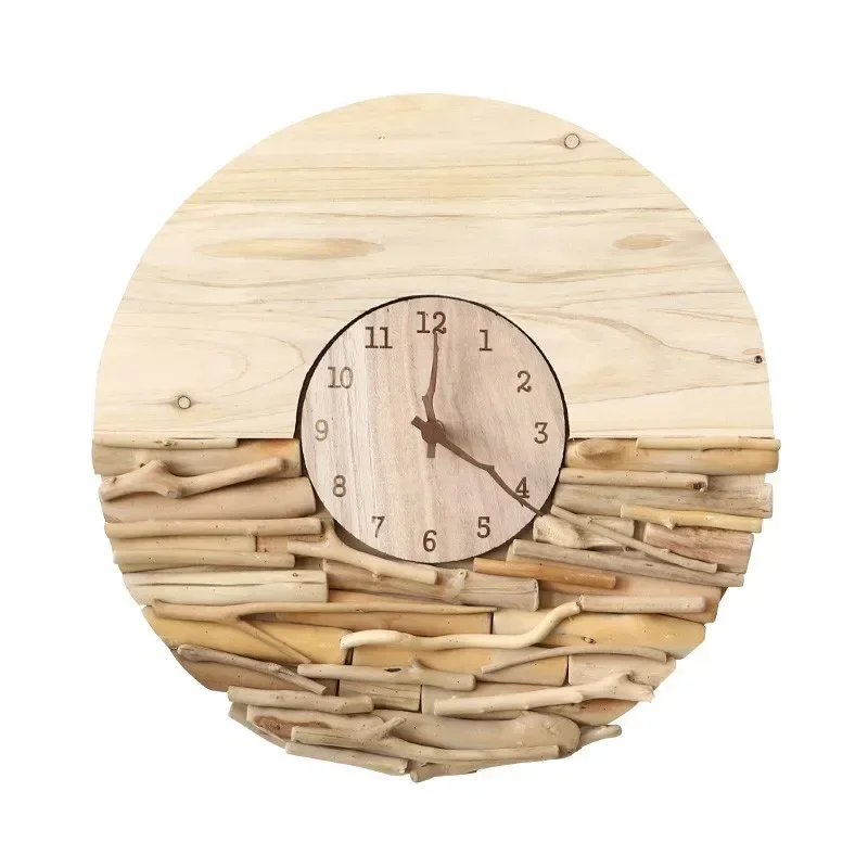 

Wooden home living room wall clock, modern simple Internet celebrity watch wall clock, no punching