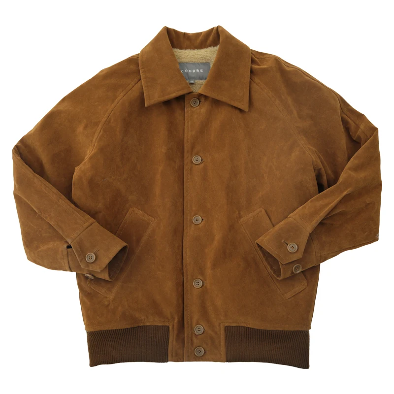 ملابس خارجية من Coudre Vintage Sle Thiened Caramel Suede Jaet Retro Journat Tone ملابس خارجية فنية للسيدات من ألياف البوليستر