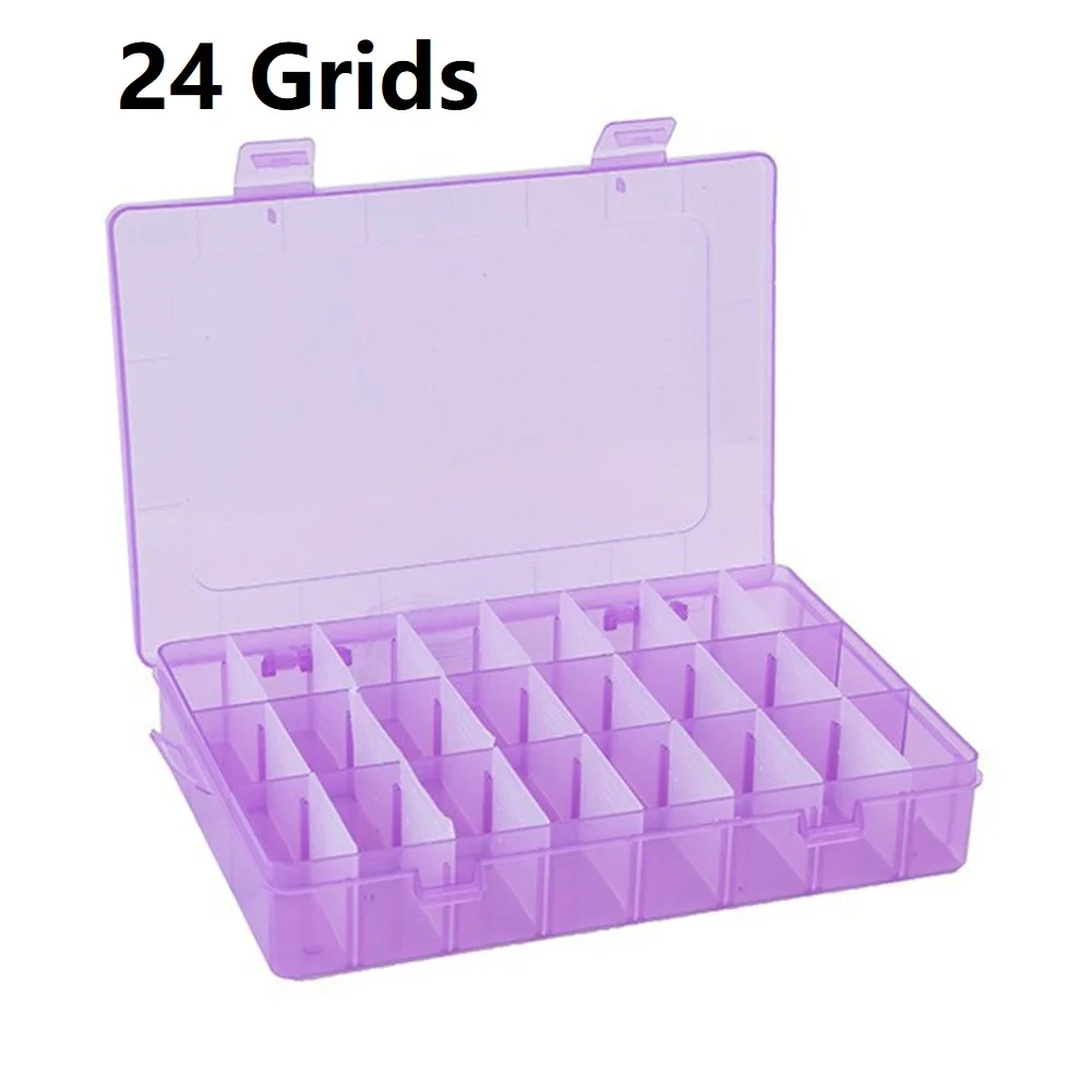 24 Grids Compartment Plastic Storage Box Jewelry Earring Bead Screw Holder Case Display Organizer Container 19x12.5x3.5Cm