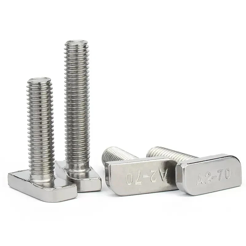 304 Stainless Steel T-Head Bolts M8 M10 / Rectangular Head T-Slot Fasteners for Photovoltaic Brackets & Aluminum Profile Systems