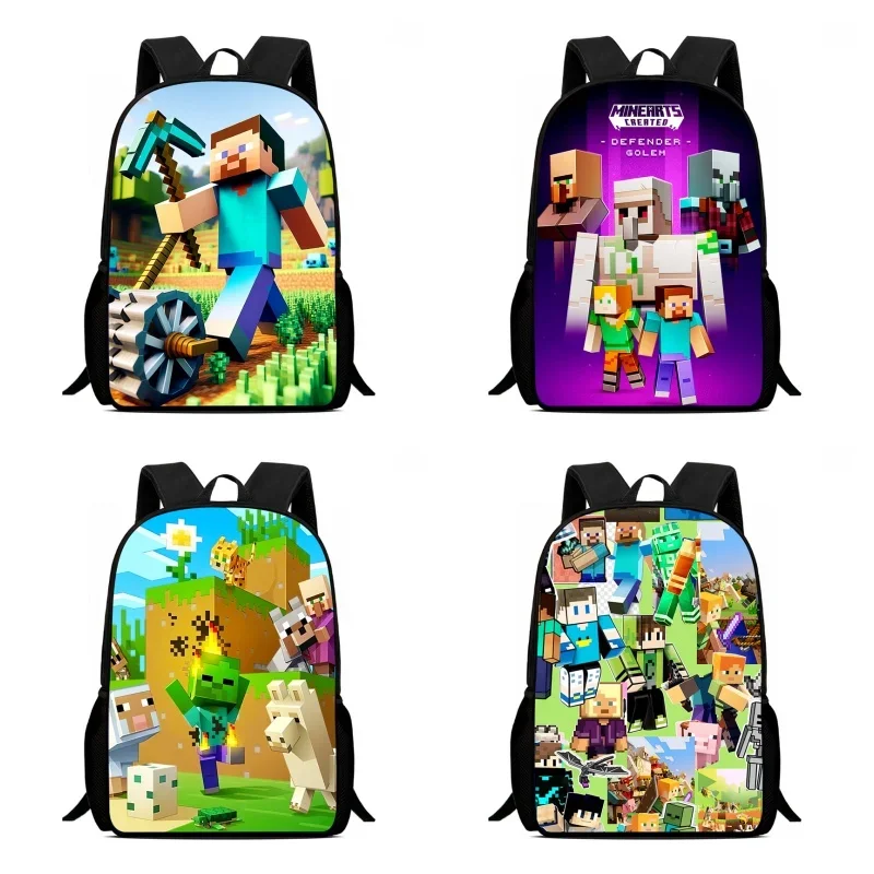 Mochila Mini-Craft School Backpack ,Cartoon Mine-C-Craft Child Backpack for Boys Girls ,Large Capacity Video Games School Bags