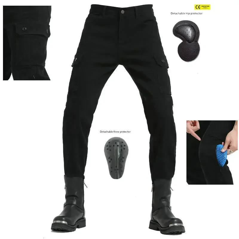 Volero Brand New Unisex motorcycle riding jeans leisure Trousers  Four seasons pants  black  with belt protective gear