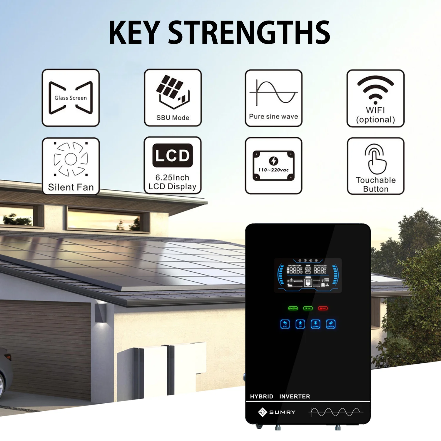 CNswipower 4000 واط الهجين موجة جيبية نقية عاكس الطاقة مع 140A MPPT شاحن بالطاقة الشمسية تيار مستمر 24 فولت إلى التيار المتناوب 110 فولت 60 هرتز محول للطاقة الشمسية