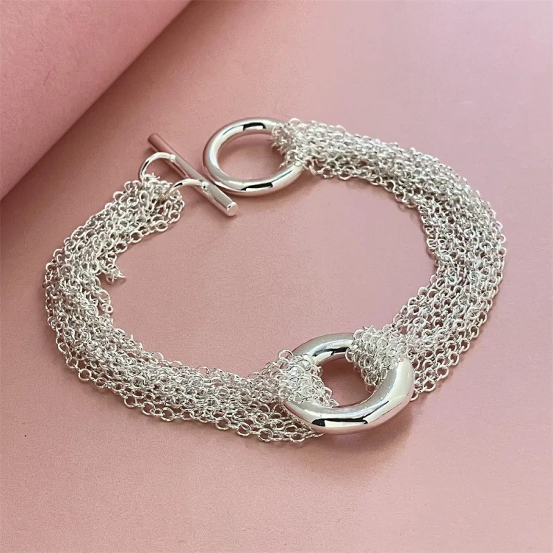 

Браслет из стерлингового серебра 925 пробы с кисточками O, женский простой модный браслет на день рождения, свадьбу, годовщину, ювелирное изделие, подарок