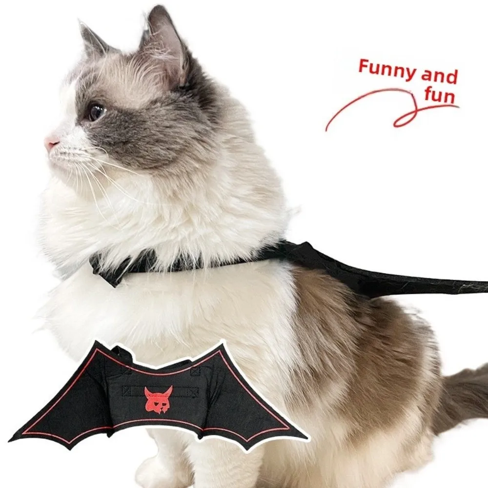 

Felt Cloth Halloween Cat Costume Soft Polyester Cats Bat Wing Adjustable Cosplay Clothes Halloween Party Supplies Cosplay Party