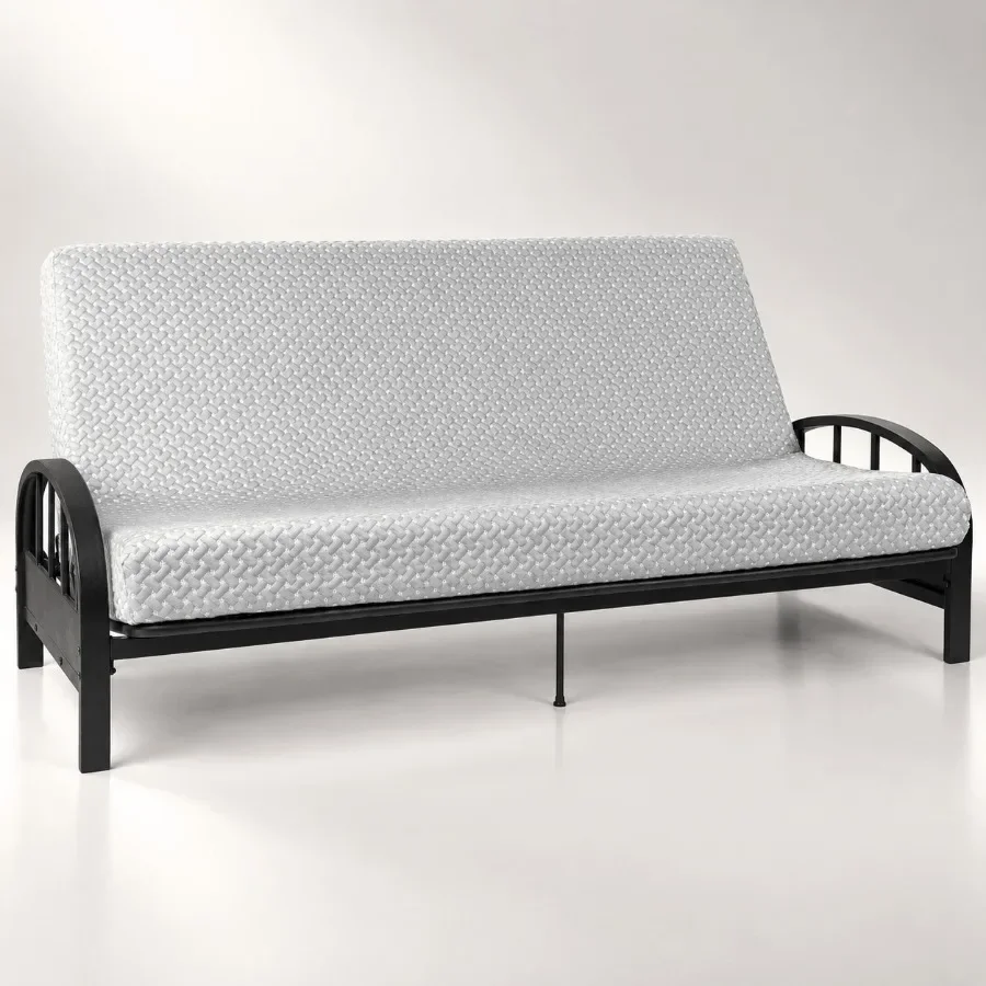 Full Size Futon Mattress for Sofa Bed and Couch, Light Grey Memory Foam, 71 x 52 x 6 Inch, CertiPUR-US Certified, Removable Was