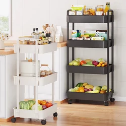 Trolley Organizer Auxiliary Rolling Cart With Wheels Furniture Cabinet Storage Rack Bedroom Bookshelf Kitchen Vegetable Basket