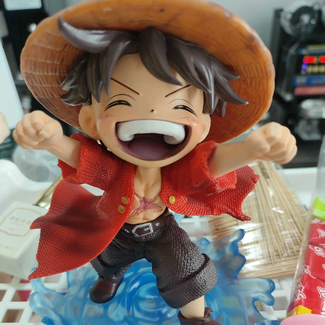 Ein stück gk q-version modell kindheit affe. d. luffy und cowboy kleidung portgas. d. ace trend ige anime statuen und modell verzierungen