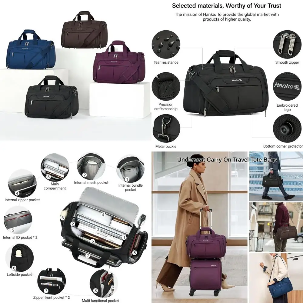 

Compact Foldable Travel Bag for Airplane Carry-On, Lightweight Personal Item Bag for Men and Women, Black.