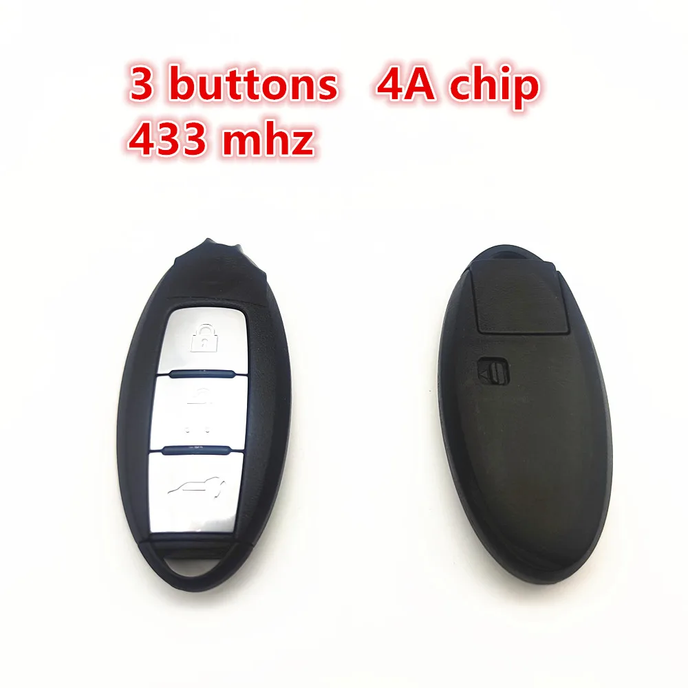 new 3 buttons Smart Remote Car key Fob 433mhz 4A Chip For Nissa Xtrail X-Trail Qashqai 2014 2015 2016 2017 S180144104