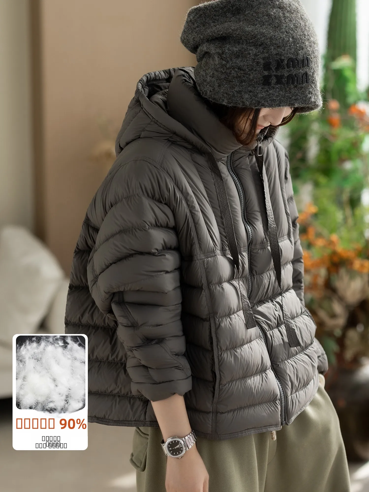

Cya Casual Loose Hooded 90 White Du down Winter New Faionable Versatile Slimming Warmth Outerwear Ladies Nylon