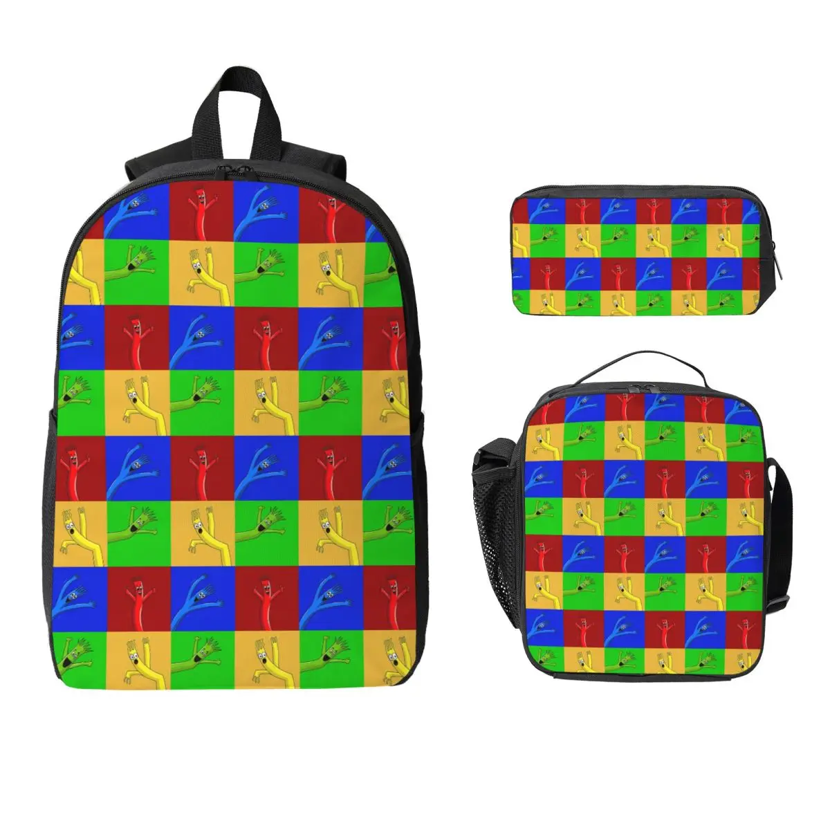 Wacky Waving Inflatable Arm Flailing Tube Backpack Student Boys Girls BookBag School Bag 3ps Insulated Lunch Bag Pencil Case