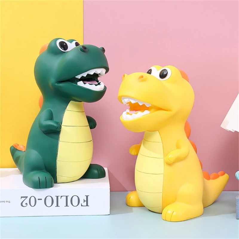 Tirelire dinosaure dessin animé, boîte rangement pièces monnaie, cadeau d'anniversaire, décorations pour maison