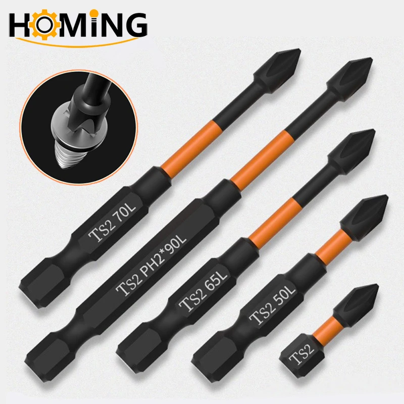 Black Screw Electric Screwdriver Set 25 50 65 70 90 150mm Impact Strong Magnetic Batch Head Cross High Hardness Hand Drill Bit