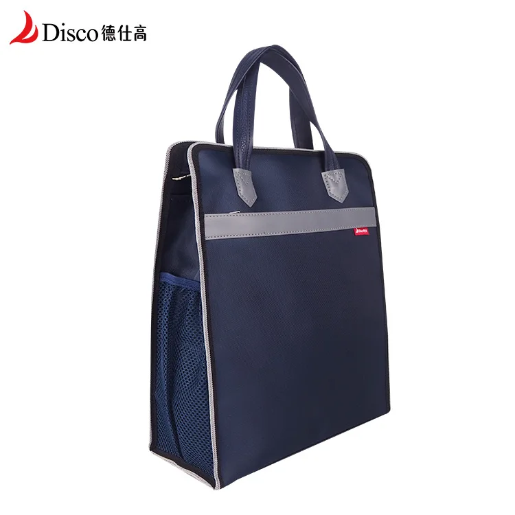 Oxford Cloth Zipper File Bag Large Capacity Handheld Stationery Storage Tote for School Students and Office A4 Document
